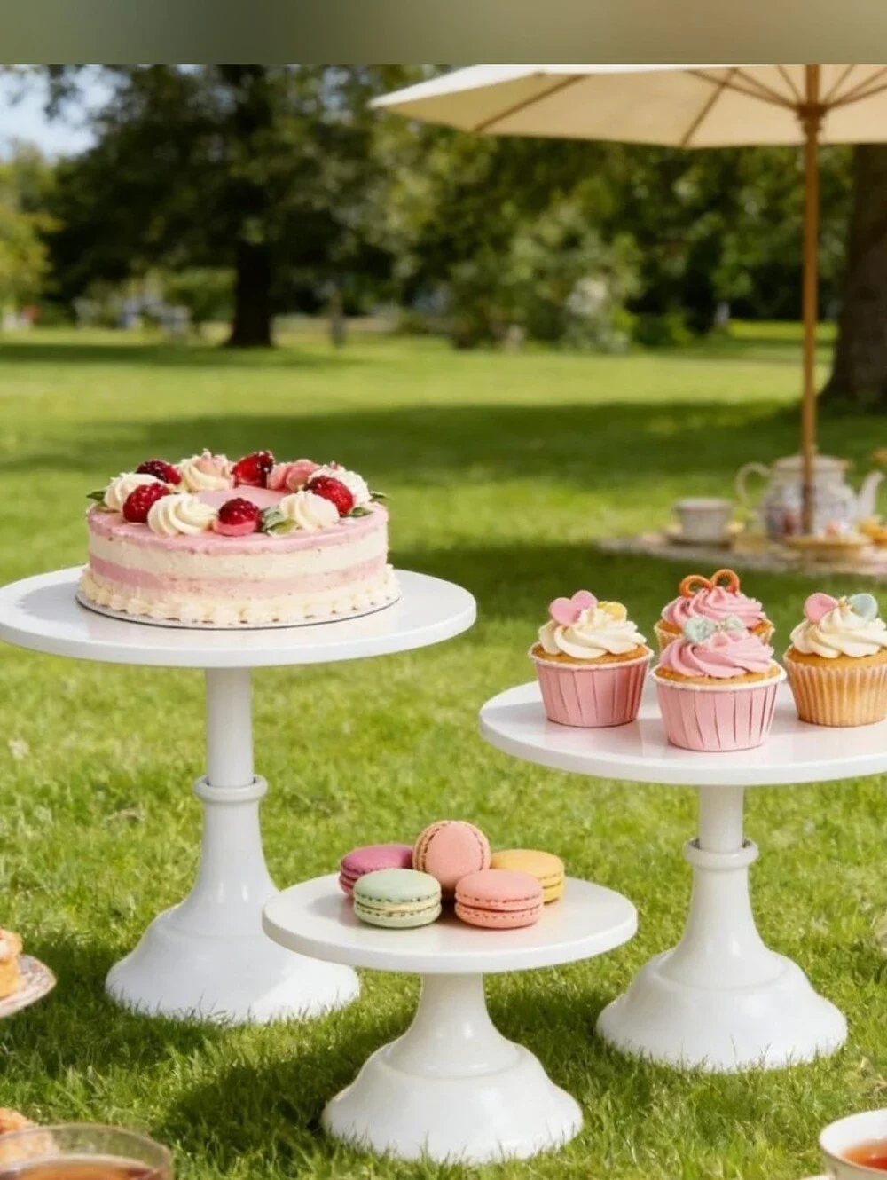 ✨ 3-Piece White Metal Cake Stand Set (8